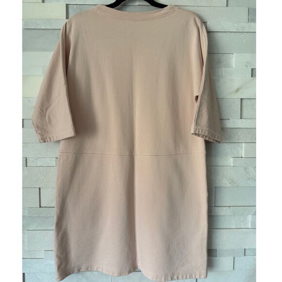 COS 100% Cotton Crewneck Tunic  Relaxed Sweatshirt Dress w/Pockets Peach Pink XS - Picture 2 of 7